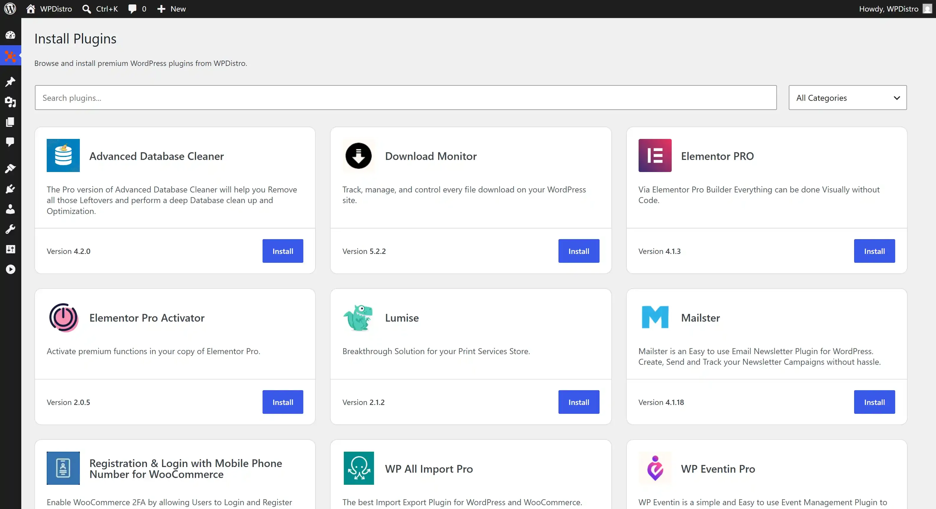 WPDistro Dashboard
