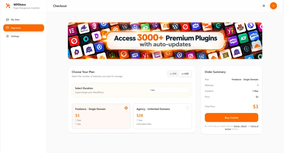 Screenshot for step 3: Choose a plan and payment
