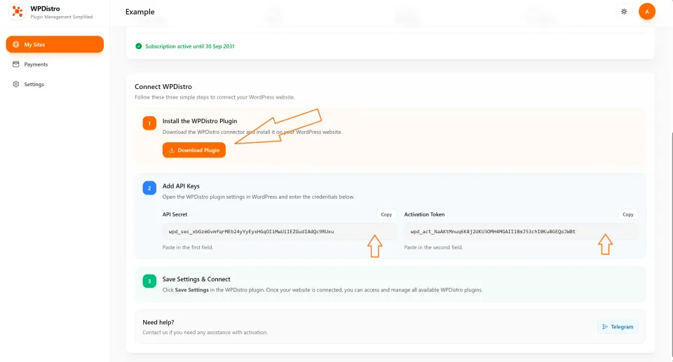 Screenshot for step 6: Download the WPDistro plugin