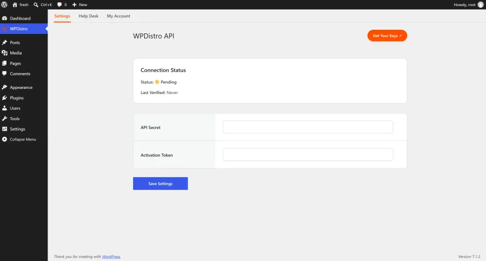 Screenshot for step 8: Save settings and connect
