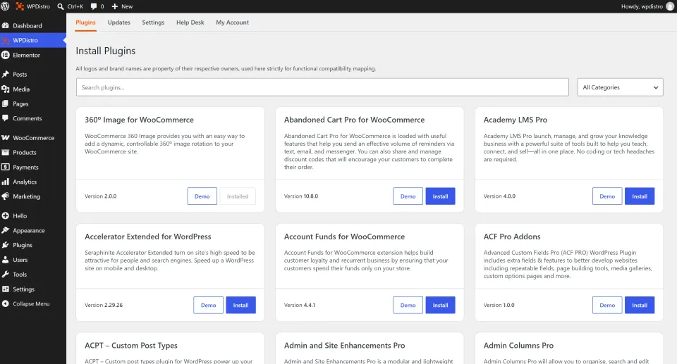 Screenshot for step 9: Install plugins from your dashboard